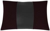 Автомобильная подушка для KIA Optima (Киа Оптима). Жаккард+Экокожа. Середина: чёрная экокожа. Боковины: жаккард красная точка. 1 шт