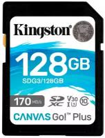 Карта памяти SDXC 128GB KINGSTON Canvas Go Plus, UHS-I U3, 170 Мб/с (class 10), SDG3/128GB