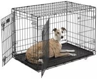 Клетка MidWest iCrate для собак 91х58х64h см, 2 двери, черная + подарок пеленка
