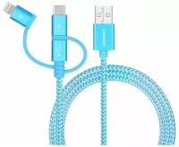 Кабель Momax One Link 3-in-1 USB A to Micro USB/Lightning/USB-C (1m) DX1 Blue (DX1B)