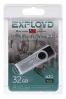 Флешка Exployd 530, 32 Гб, USB2.0, чт до 15 Мб/с, зап до 8 Мб/с, черная