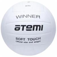 Мяч волейбольный Atemi WINNER, синтетическая кожа PU soft, бел, 18 п, клееный, окруж 65-67