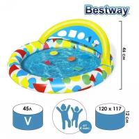 Бассейн надувной детский Splash & Learn, 120 x 117 x 46 см, с навесом 52378 Bestway