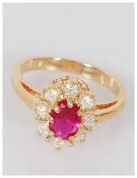 Кольцо помолвочное Lotus Jewelry, корунд, размер 17, красный
