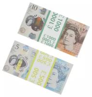 Набор сувенирные деньги, купюры фальшивые Фунты стерлингов (10, 5)
