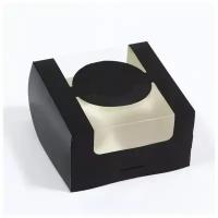 Коробка под бенто-торт с окном, черный, 14x14x8 см