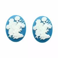 ARS0210 Камеи 'Фея', (полимер), бело-голубой, 3*4*0,5 см, упак./2 шт, Vintage Line