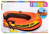 Лодка Explorer 200, 2 местная, 185 х 94 х 41 см, от 6 лет, до 95 кг, вёсла, насос, 58331NP INTEX