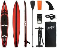 Гоночная САП доска SUP touring board TOURUS Ray Red 14.0 (426x71x15 см) с рюкзаком, веслом, насосом, и страховочным лишем