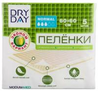 Пелёнки гигиенические MODUM одноразовые впитывающие DRY DAY, Normal, 60х60, 5 шт