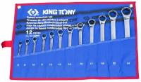 Набор комбинированных трещоточных ключей, 8-24 мм, чехол из теторона, 12 предметов KING TONY 12112MRN