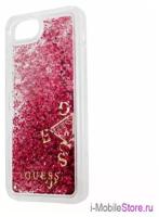 Чехол Guess Glitter для iPhone 7/8/SE 2020, малиновый