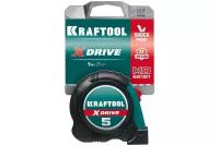 KRAFTOOL X-Drive 5м/25мм рулетка с ударостойким обрезиненным корпусом, 34122-05-25_z02