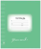 Тетрадь 12 л. BRAUBERG ЭКО "5-КА", узкая линия, обложка плотная мелованная бумага, зеленая, 104765