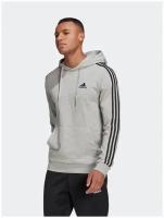 Худи adidas Essentials French Terry 3-Stripes, размер xs, серый