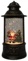 "Новогодний" фонарь WDL-22002- "Дед Мороз с мешком у ёлки", музыка, подсветка, LED, USB, 3*АА, 22*10.5*10.5 см