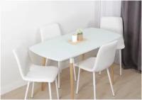 Стол кухонный Эко Белый, обеденный стеклянный раздвижной стол, 110х70х75 см