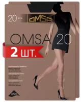 Колготки Omsa, 20 den, 2 шт., размер 3/M, черный