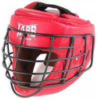 Шлем для рукопашного боя с защитной маской .(иск.кожа) Jabb JE-6012, красный, размер S