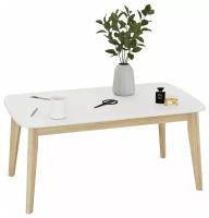 Журнальный стол Ковентри белый матовый/дуб натуральный светлый 100x58x46