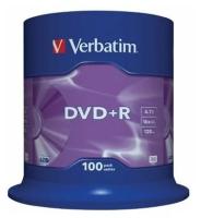 Диски DVD+R (плюс) VERBATIM 4,7 Gb 16x, КОМПЛЕКТ 100 шт, Cake Box