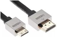 Кабель HDMI-19M --MiniHDMI-19M ver 2.0+3D/Ethernet,1.5m метал разъемы VCOM