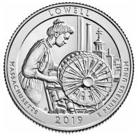Памятная монета 25 центов (квотер, 1/4 доллара). Национальные парки, Лоуэлл. США, 2019 г. в. Монета в состоянии UNC (без обращения)
