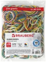 Резинка банковская универсальная Brauberg, d=40мм, цветная, 5 уп. по 250г (440164)