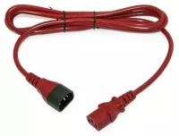 Кабель питания монитор-компьютер Hyperline IEC 320 C13-IEC 320 C14 прямая вилка, 1.8м, цвет красный