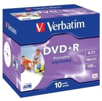 Диск Verbatim DVD+R 4.7Gb 16x Jewel case (10шт) Printable (43508)