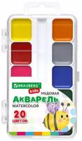 Краски акварельные BRAUBERG KIDS, медовые, 20 цветов, квадра