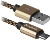 Кабель USB 2.0 A - micro USB 5pin (m-m), 1 м 2.1A золото Defender USB08-03T PRO