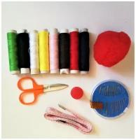 Набор ниток для шитья с иглами, досуга и творчества, Дорожный швейный набор (Сиреневый)