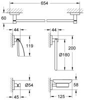 Набор аксессуаров 5 в 1 GROHE Essentials 40344001 стекло сталь хром