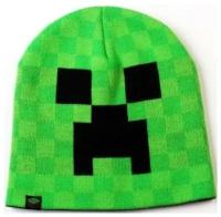 Шапка вязаная Майнкрафт (Minecraft) Creeper Face зеленая, S/M (24509)