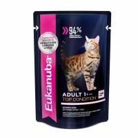 Eukanuba Cat пауч для взрослых кошек (кусочки в соусе) Лосось, 85 г. упаковка 24 шт