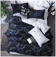Комплект постельного белья Mency Темно Синее Белое Звезды - Евро