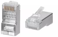 Cabeus 8P8C-SH-C6 Коннектор RJ-45 под витую пару, категория 6/7, экранированный, универсальный (для одножильного и многожильного кабеля) для проводник