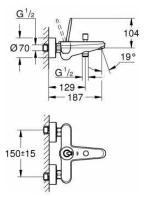 23431000 Eurodisk Joystick Смеситель для ванны, вн