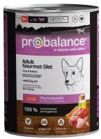 Консервированный корм ProBalance Adult Gourmet Diet для собак с телятиной и кроликом, 850г