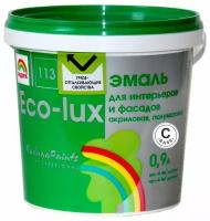 Краска эмаль универсальная акриловая Eco-Lux Эко-Люкс вд-ак 113 для интерьеров и фасадов 0.9л база C для наружных и внутренних работ без запаха