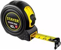 Рулетка Stayer BlackMax 10м / 25мм в ударостойком полностью обрезиненном корпусе и двумя фиксаторами 3410-10_z02