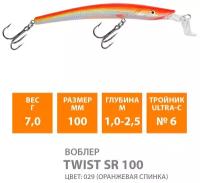 Воблер для рыбалки плавающий AQUA Twist SR 100mm 7g заглубление от 1 до 2.5m цвет 029