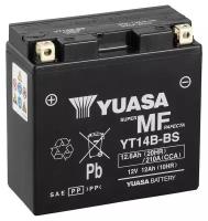 Аккумулятор мотоциклетный Yuasa AGM 12V 12Ah сухозаряженный АКБ в комплекте с электролитом (YT14B-BS)