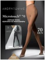 Колготки женские ArgentoVivo Microtouch 70 ден, цвет cognac, темно-бежевый, размер 4, плотные, матовые, мягкие, зимние, теплые