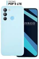 Чехол для Tecno Pop 5 LTE (Техно Поп 5 ЛТЕ) с матовый чехол ROSCO, бортик (защита) модуля камер, тонкий силиконовый светло синий