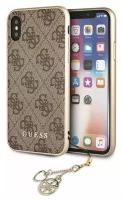 Чехол Guess 4G Charms Hard для iPhone X/XS, коричневый