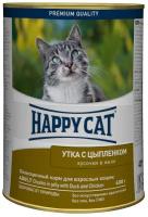 Консервы для кошек Happy Cat Хэппи Кэт Кусочки в желе. (Утка, цыпленок), 400 гр. по 12 шт