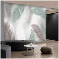 Фотообои флизелиновые с виниловым покрытием VEROL "Перья 3D", 300х283 см, моющиеся обои на стену, декор для дома
