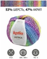 Пряжа для рукоделия Katia Azteca 53% шерсть 47% акрил, для вязания крючком и спицами